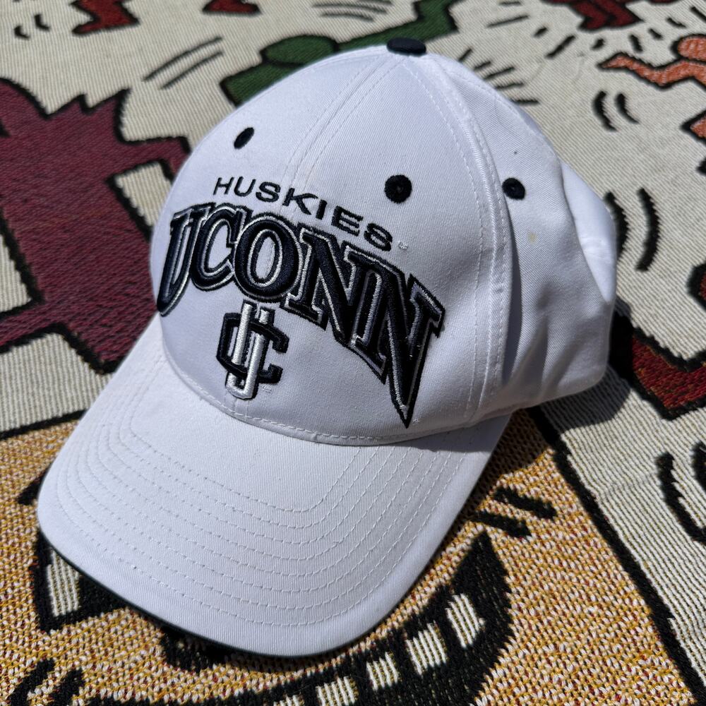 White UCONN Huskies Top of the World Embroidered Adjustable Hat